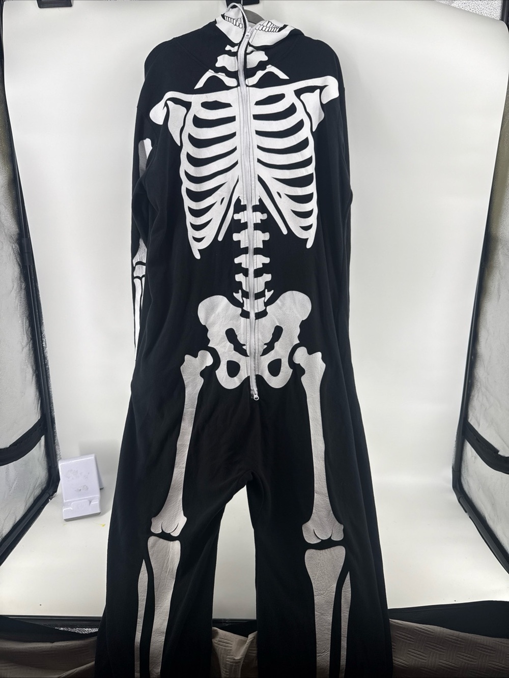 Fancyfun men’s Skeleton Pajamas Hooded One Piece Costume Adult Sz 2XL